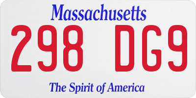 MA license plate 298DG9