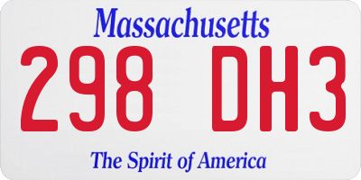MA license plate 298DH3