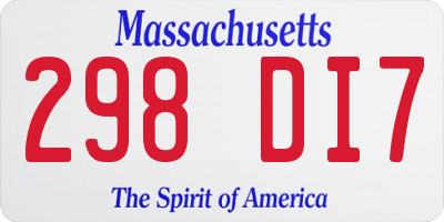 MA license plate 298DI7