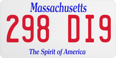 MA license plate 298DI9