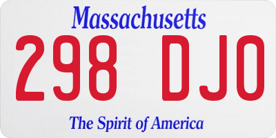 MA license plate 298DJ0