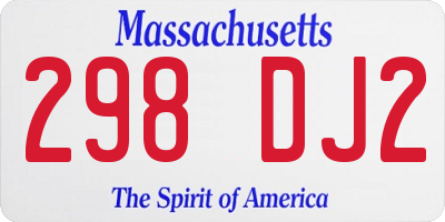 MA license plate 298DJ2