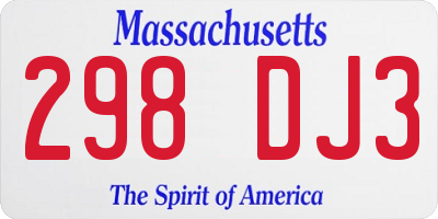 MA license plate 298DJ3