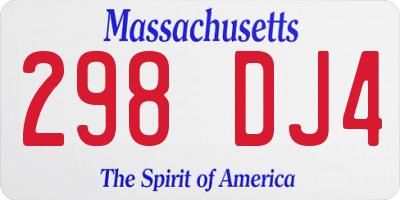 MA license plate 298DJ4