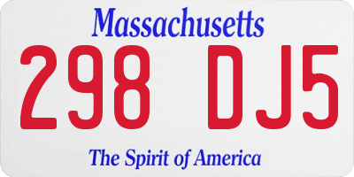 MA license plate 298DJ5