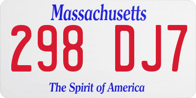 MA license plate 298DJ7