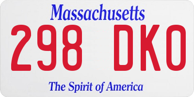MA license plate 298DK0