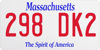 MA license plate 298DK2