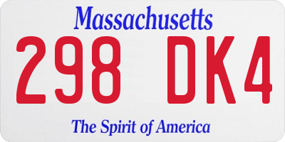 MA license plate 298DK4