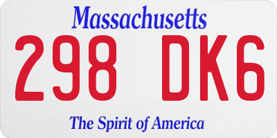 MA license plate 298DK6