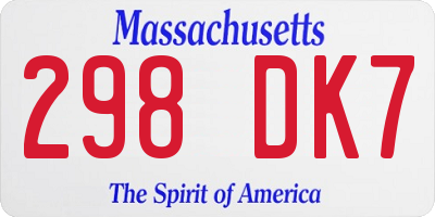 MA license plate 298DK7