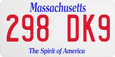 MA license plate 298DK9