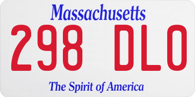 MA license plate 298DL0