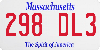 MA license plate 298DL3