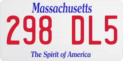 MA license plate 298DL5