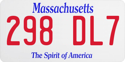 MA license plate 298DL7