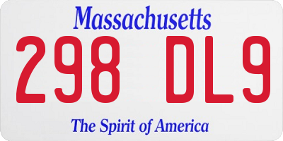 MA license plate 298DL9