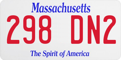 MA license plate 298DN2