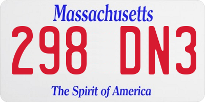 MA license plate 298DN3