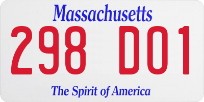 MA license plate 298DO1