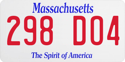 MA license plate 298DO4