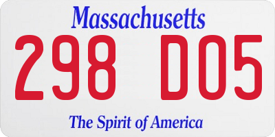 MA license plate 298DO5