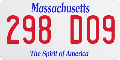 MA license plate 298DO9