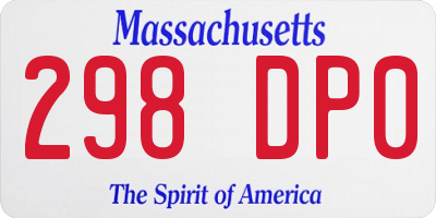 MA license plate 298DP0