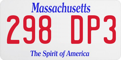 MA license plate 298DP3