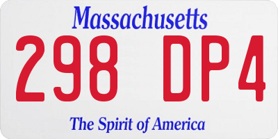 MA license plate 298DP4