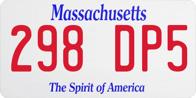 MA license plate 298DP5