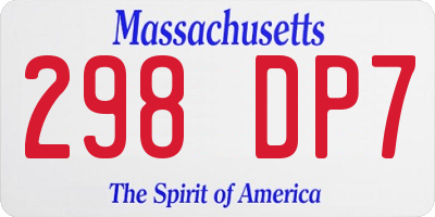 MA license plate 298DP7
