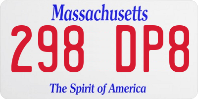 MA license plate 298DP8