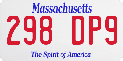 MA license plate 298DP9