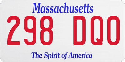 MA license plate 298DQ0