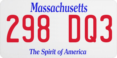 MA license plate 298DQ3