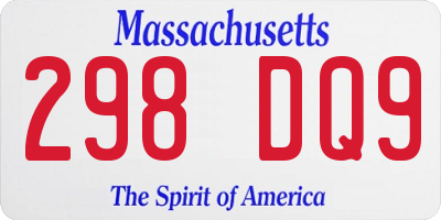 MA license plate 298DQ9