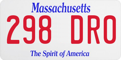 MA license plate 298DR0