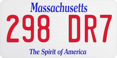 MA license plate 298DR7