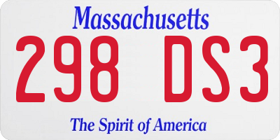 MA license plate 298DS3