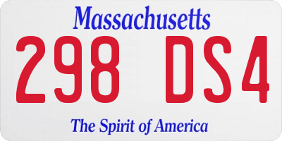 MA license plate 298DS4