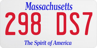 MA license plate 298DS7