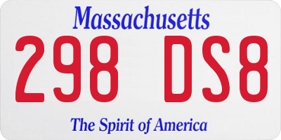 MA license plate 298DS8
