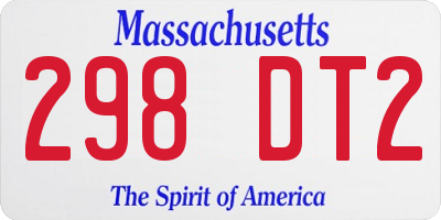 MA license plate 298DT2