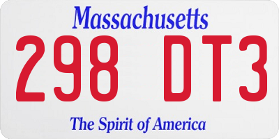 MA license plate 298DT3