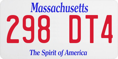 MA license plate 298DT4