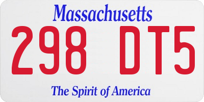 MA license plate 298DT5