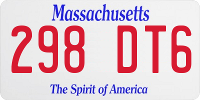 MA license plate 298DT6
