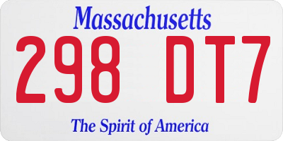 MA license plate 298DT7