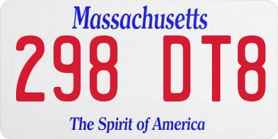 MA license plate 298DT8
